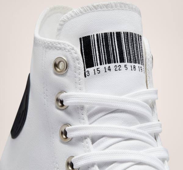 Tenis Cano Alto Converse Chuck Taylor All Star Translucent Barcode Branco Pretas Branco | CV-301RVO