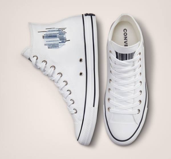 Tenis Cano Alto Converse Chuck Taylor All Star Translucent Barcode Branco Pretas Branco | CV-301RVO