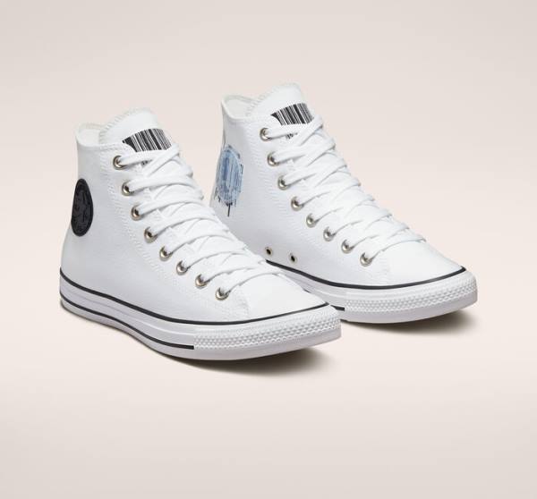 Tenis Cano Alto Converse Chuck Taylor All Star Translucent Barcode Branco Pretas Branco | CV-301RVO