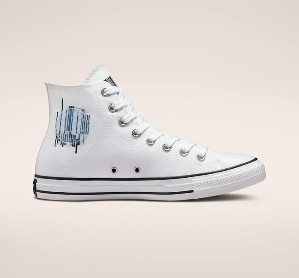 Tenis Cano Alto Converse Chuck Taylor All Star Translucent Barcode Branco Pretas Branco | CV-301RVO