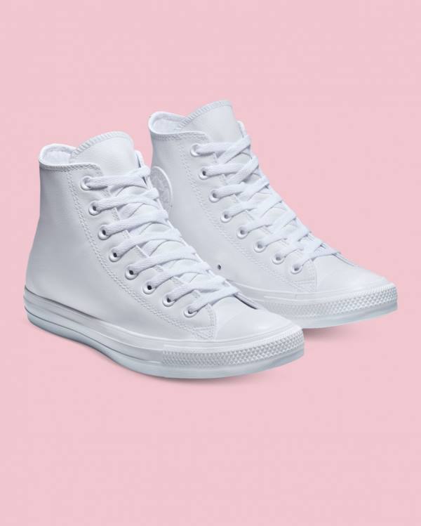 Tenis Cano Alto Converse Chuck Taylor All Star Couro Branco | CV-310MTK