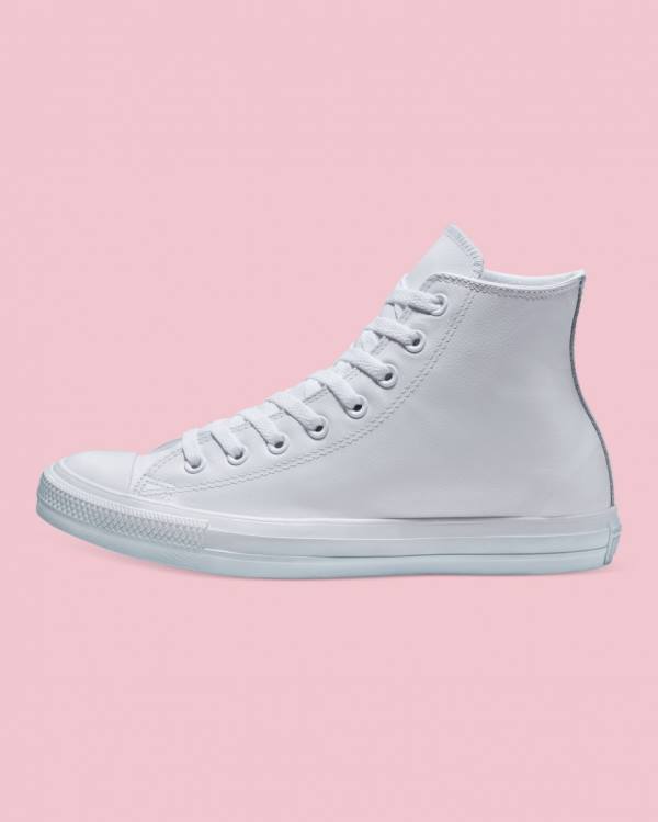 Tenis Cano Alto Converse Chuck Taylor All Star Couro Branco | CV-310MTK