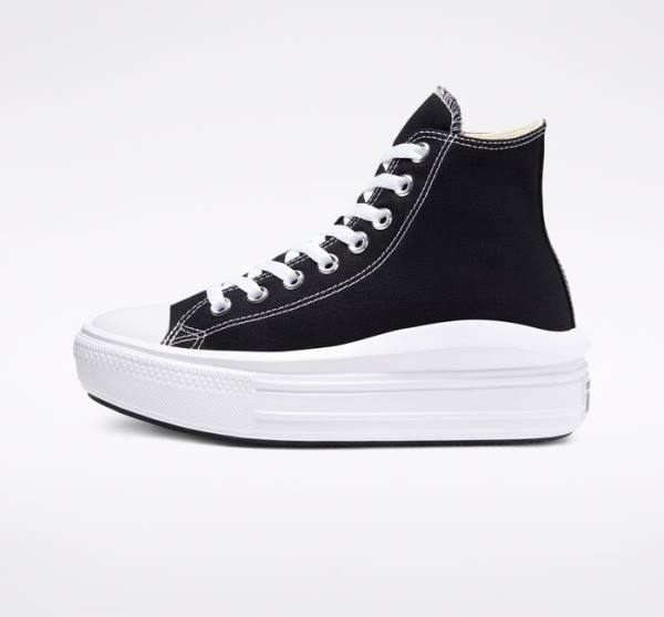 Tenis Cano Alto Converse Chuck Taylor All Star Move Plataforma Pretas Bege Branco | CV-341MCW