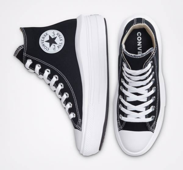 Tenis Cano Alto Converse Chuck Taylor All Star Move Plataforma Pretas Bege Branco | CV-341MCW