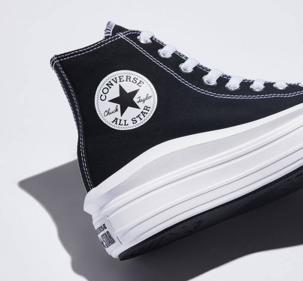 Tenis Cano Alto Converse Chuck Taylor All Star Move Plataforma Pretas Bege Branco | CV-341MCW