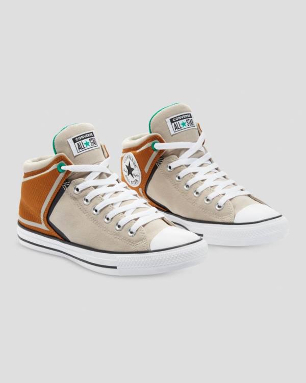 Tenis Cano Alto Converse Chuck Taylor All Star High Street String Marrom Bege | CV-367CSV