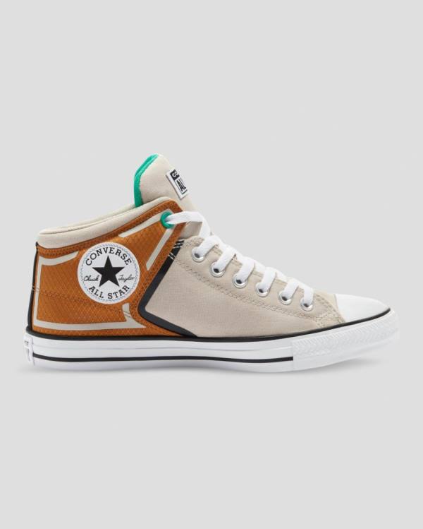 Tenis Cano Alto Converse Chuck Taylor All Star High Street String Marrom Bege | CV-367CSV