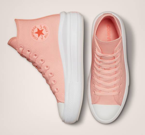 Tenis Cano Alto Converse Chuck Taylor All Star Move Plataforma Lona Rosa Branco Rosa | CV-419UNE