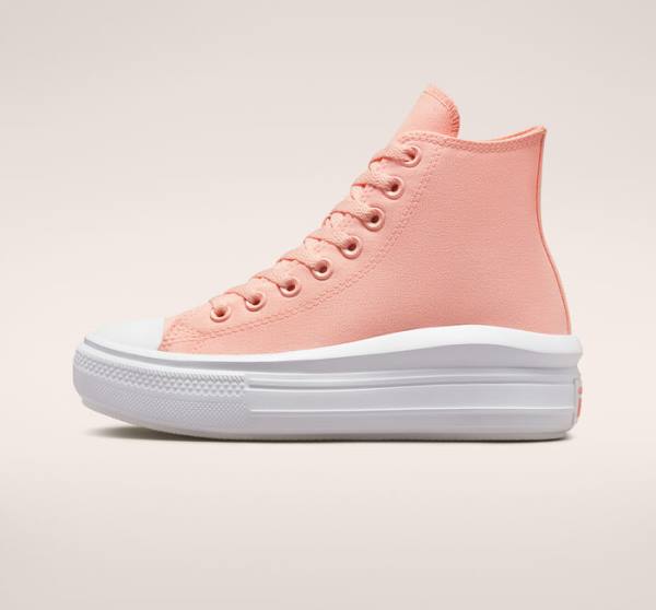 Tenis Cano Alto Converse Chuck Taylor All Star Move Plataforma Lona Rosa Branco Rosa | CV-420LID