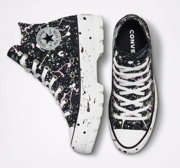 Tenis Cano Alto Converse Chuck Taylor All Star Lugged Paint Splatter Pretas Cinzentas Rosa | CV-491VNS