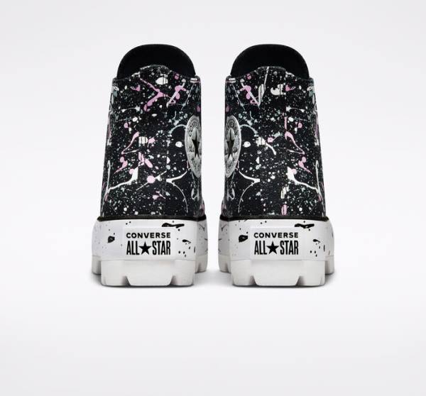 Tenis Cano Alto Converse Chuck Taylor All Star Lugged Paint Splatter Pretas Cinzentas Rosa | CV-491VNS