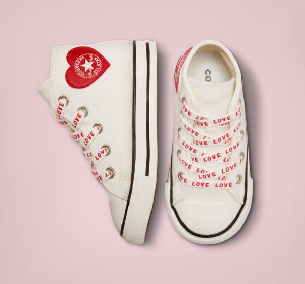 Tenis Cano Alto Converse Chuck Taylor All Star Crafted with Love Branco Vermelhas | CV-571OWC