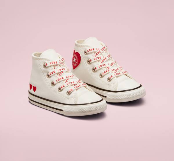 Tenis Cano Alto Converse Chuck Taylor All Star Crafted with Love Branco Vermelhas | CV-571OWC