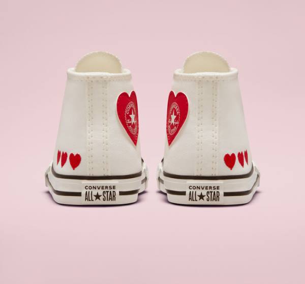 Tenis Cano Alto Converse Chuck Taylor All Star Crafted with Love Branco Vermelhas | CV-571OWC