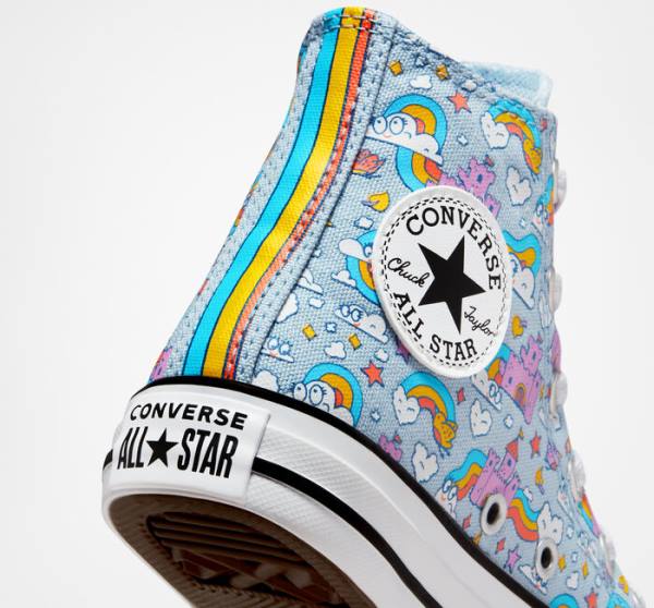 Tenis Cano Alto Converse Chuck Taylor All Star Rainbow Castles Azuis Rosa | CV-584IYN