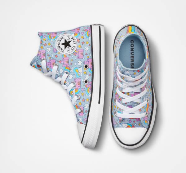 Tenis Cano Alto Converse Chuck Taylor All Star Rainbow Castles Azuis Rosa | CV-584IYN