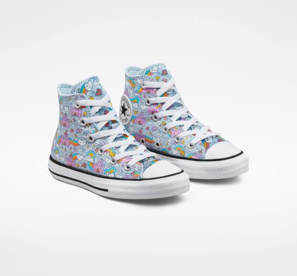 Tenis Cano Alto Converse Chuck Taylor All Star Rainbow Castles Azuis Rosa | CV-584IYN