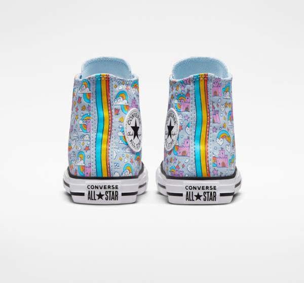 Tenis Cano Alto Converse Chuck Taylor All Star Rainbow Castles Azuis Rosa | CV-584IYN