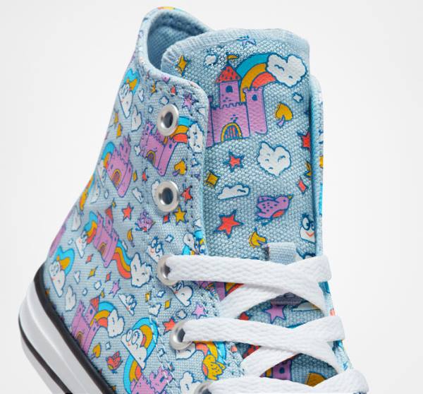 Tenis Cano Alto Converse Chuck Taylor All Star Rainbow Castles Azuis Rosa | CV-584IYN