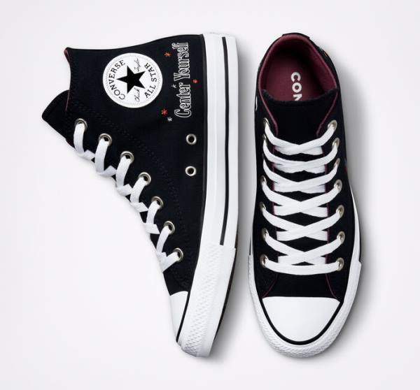 Tenis Cano Alto Converse Chuck Taylor All Star You Are On The Right Path Pretas Branco | CV-719UHF