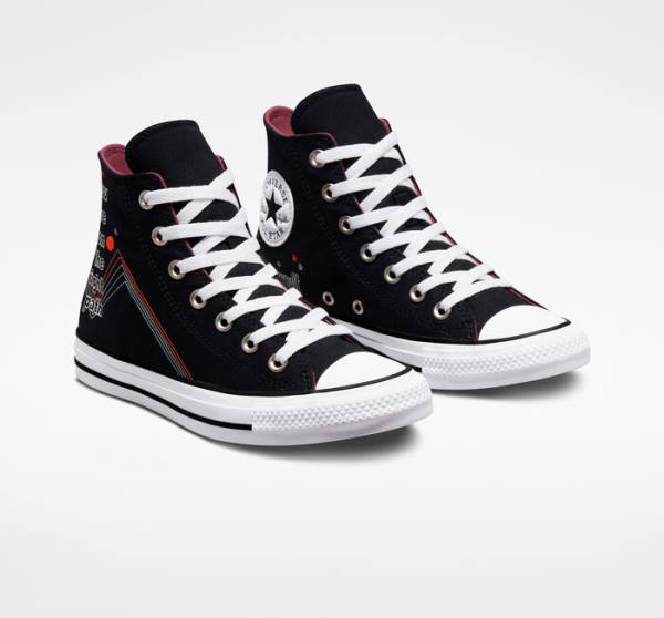 Tenis Cano Alto Converse Chuck Taylor All Star You Are On The Right Path Pretas Branco | CV-719UHF