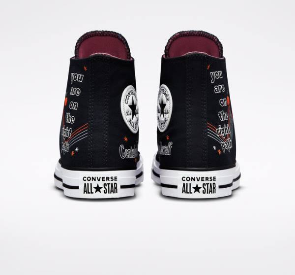 Tenis Cano Alto Converse Chuck Taylor All Star You Are On The Right Path Pretas Branco | CV-719UHF