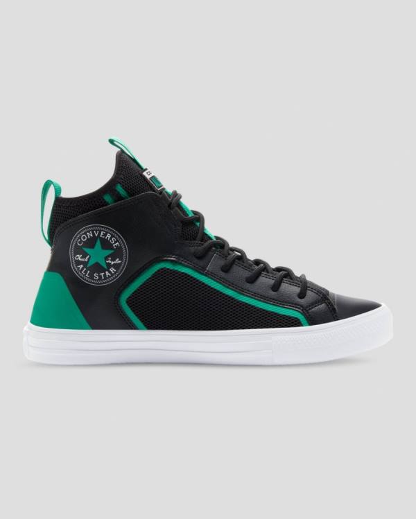 Tenis Cano Alto Converse Chuck Taylor All Star Ultra Pretas Verdes | CV-721SDL