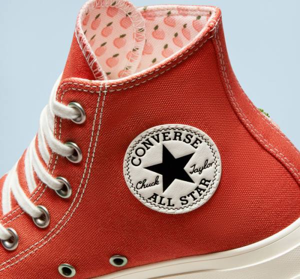 Tenis Cano Alto Converse Chuck Taylor All Star Lift Plataforma Peaches Laranja Pretas | CV-781JRN