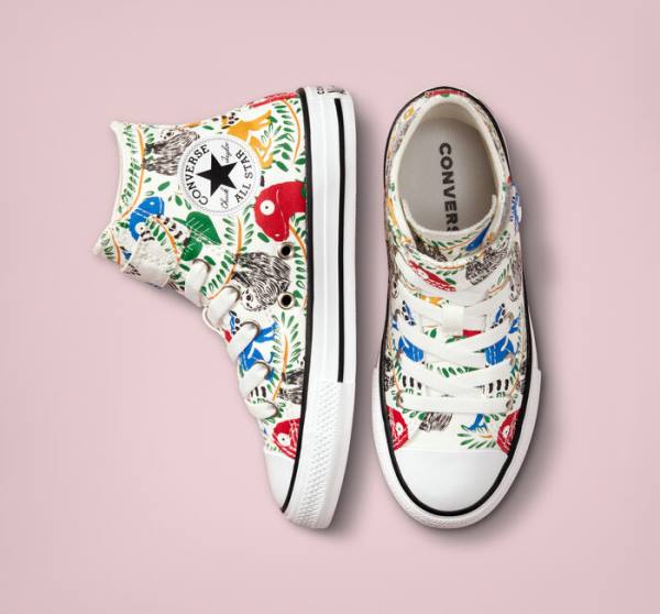 Tenis Cano Alto Converse Chuck Taylor All Star Easy-On Multicolored Animals Branco Multicoloridas Pretas | CV-827IST