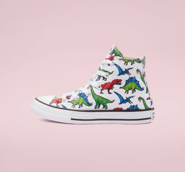 Tenis Cano Alto Converse Chuck Taylor All Star 8-Bit Dino Branco Azuis | CV-857HRY