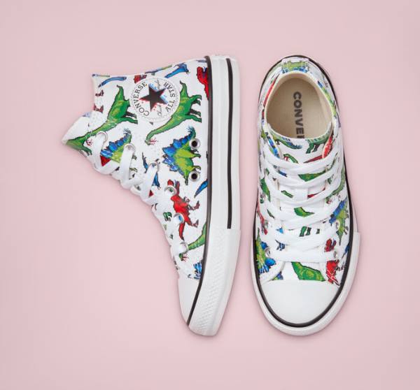 Tenis Cano Alto Converse Chuck Taylor All Star 8-Bit Dino Branco Azuis | CV-857HRY