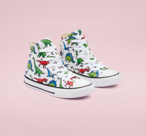 Tenis Cano Alto Converse Chuck Taylor All Star 8-Bit Dino Branco Azuis | CV-857HRY