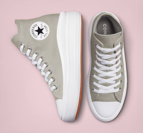 Tenis Cano Alto Converse Chuck Taylor All Star Move Plataforma Seasonal Color Verde Oliva Branco Branco | CV-960AZL