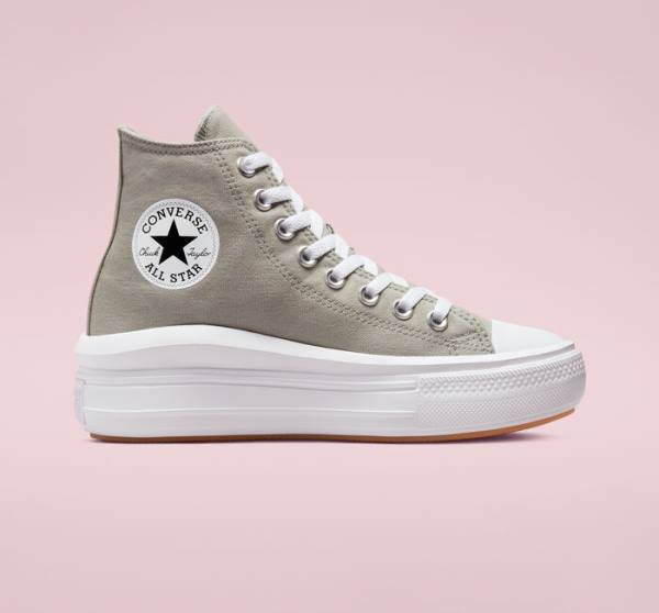 Tenis Cano Alto Converse Chuck Taylor All Star Move Plataforma Seasonal Color Verde Oliva Branco Branco | CV-960AZL