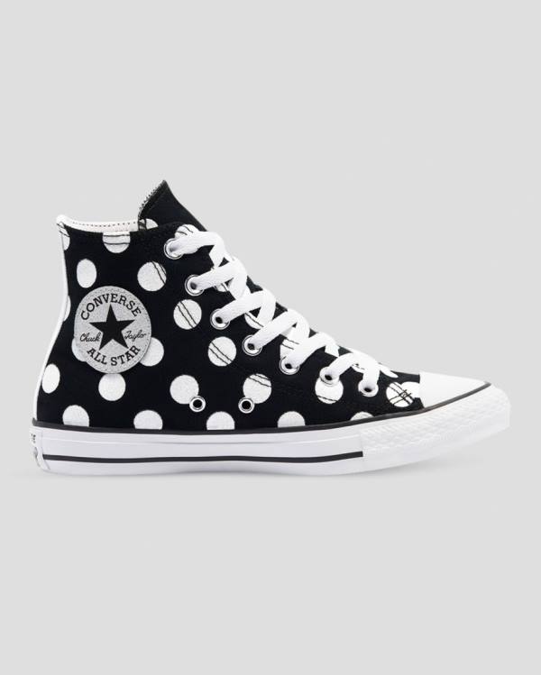 Tenis Cano Alto Converse Chuck Taylor All Star Glitter Shine Pretas | CV-964ISZ