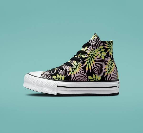 Tenis Cano Alto Converse Chuck Taylor All Star Lift Plataforma Bright Plants Pretas Rosa Luz Verdes | CV-975NDR