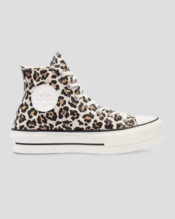 Tenis Cano Alto Converse Chuck Taylor Lift Leopard Print Plataforma Leopardo | CV-432GXV