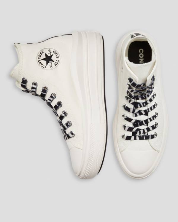 Tenis Cano Alto Converse Chuck Taylor Move Zebra Print Plataforma Bege | CV-935STL