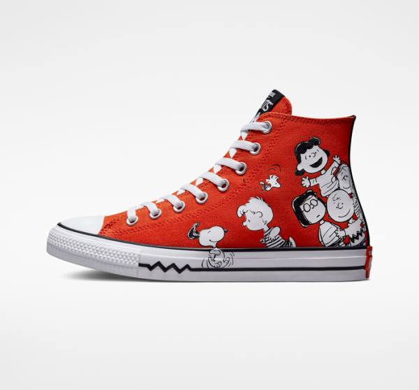 Tenis Cano Alto Converse Peanuts Chuck Taylor All Star Vermelhas Pretas Branco | CV-046HQN