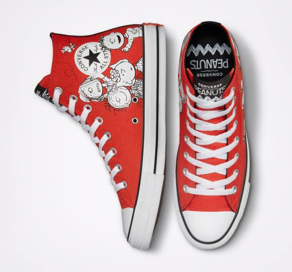 Tenis Cano Alto Converse Peanuts Chuck Taylor All Star Vermelhas Pretas Branco | CV-046HQN