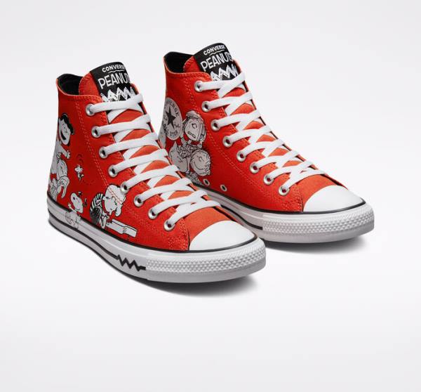 Tenis Cano Alto Converse Peanuts Chuck Taylor All Star Vermelhas Pretas Branco | CV-046HQN