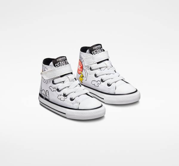 Tenis Cano Alto Converse Peanuts Chuck Taylor All Star Easy-On Branco Pretas Vermelhas | CV-235ZSM