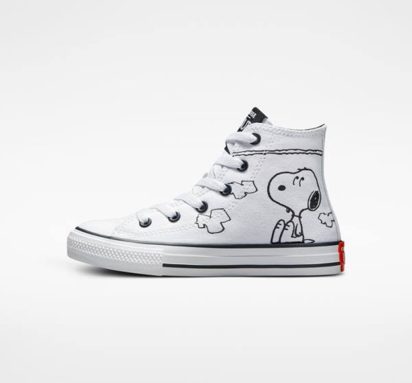 Tenis Cano Alto Converse Peanuts Chuck Taylor All Star Branco Pretas Vermelhas | CV-591HMT