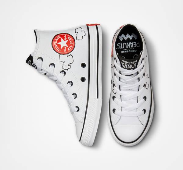 Tenis Cano Alto Converse Peanuts Chuck Taylor All Star Branco Pretas Vermelhas | CV-591HMT