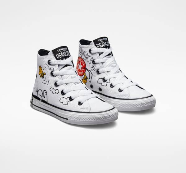 Tenis Cano Alto Converse Peanuts Chuck Taylor All Star Branco Pretas Vermelhas | CV-591HMT