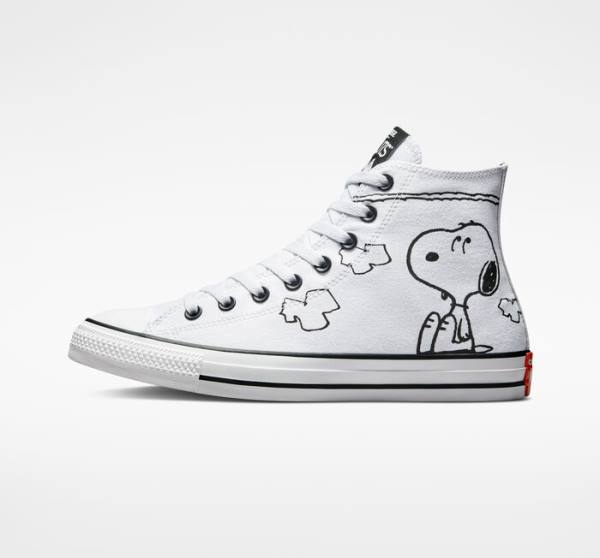 Tenis Cano Alto Converse Peanuts Chuck Taylor All Star Branco Pretas Vermelhas | CV-961QKW