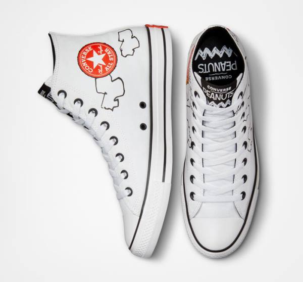 Tenis Cano Alto Converse Peanuts Chuck Taylor All Star Branco Pretas Vermelhas | CV-961QKW