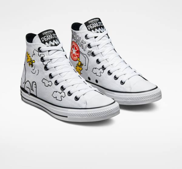 Tenis Cano Alto Converse Peanuts Chuck Taylor All Star Branco Pretas Vermelhas | CV-961QKW