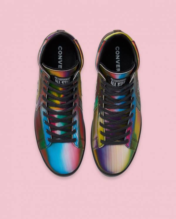 Tenis Cano Alto Converse Pro Couro Iridescent Pretas | CV-452NKD