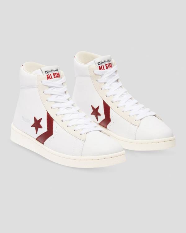 Tenis Cano Alto Converse Pro Couro Italy Branco Vermelhas | CV-094QKX